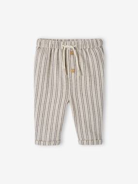 Striped Trousers with Elasticated Waistband for Newborn Babies  - vertbaudet enfant