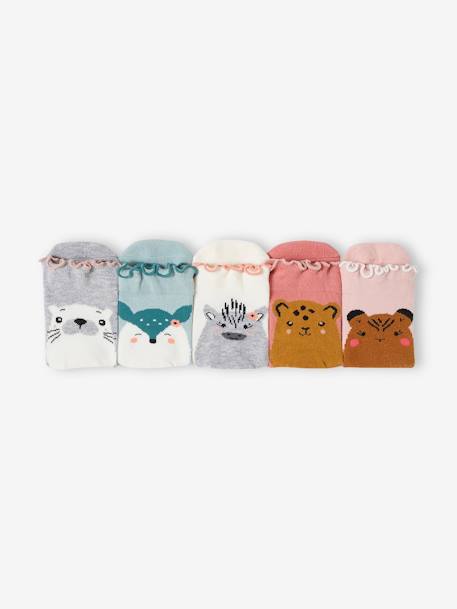 Pack of 5 Pairs of Socks for Girls dusky pink - vertbaudet enfant 