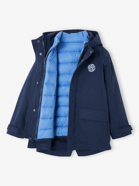 3-in-1 Parka with Detachable Bodywarmer, Midseason, for Boys navy blue+sage green - vertbaudet enfant 