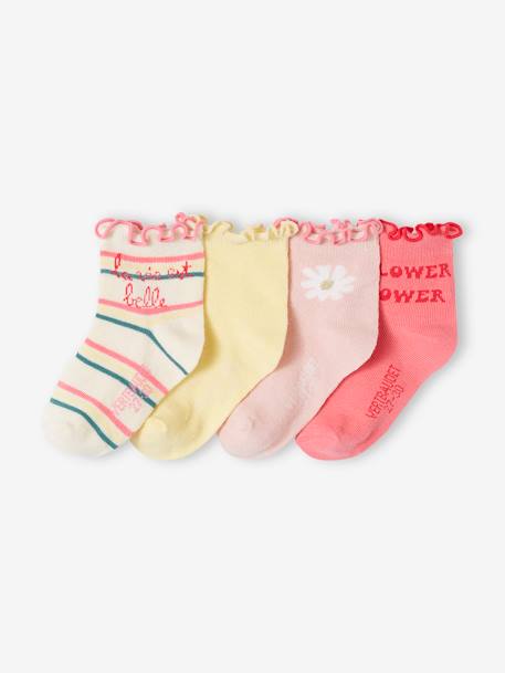 Pack of 4 Pairs of Socks for Girls ecru - vertbaudet enfant 