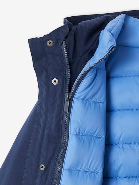 Parka garçon 3 en 1 mi-saison doudoune sans manches amovible marine+vert sauge - vertbaudet enfant 