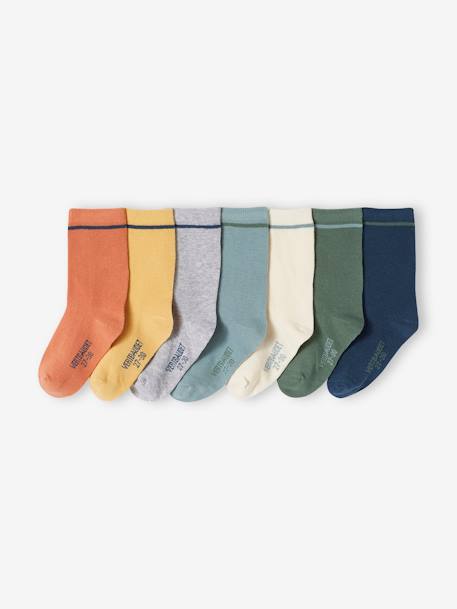 Pack of 7 Pairs of Socks for Boys chocolate+green - vertbaudet enfant 