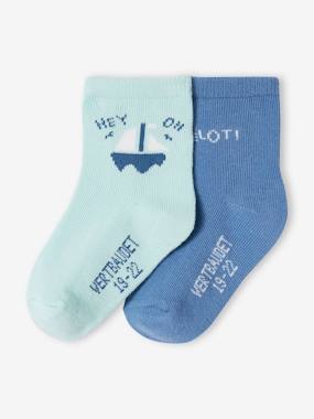 Baby-Socks & Tights-Set of 2 Pairs of "matelot" Socks for Baby Boys