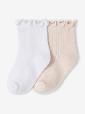 Pack of 2 Pairs of Socks for Baby Girls, Occasion Wear Special  - vertbaudet enfant