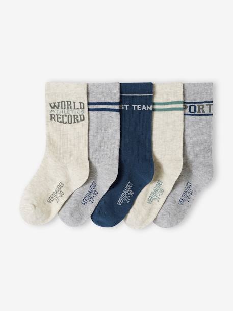 Lot de 5 paires de chaussettes sport garçon blanc chiné - vertbaudet enfant 