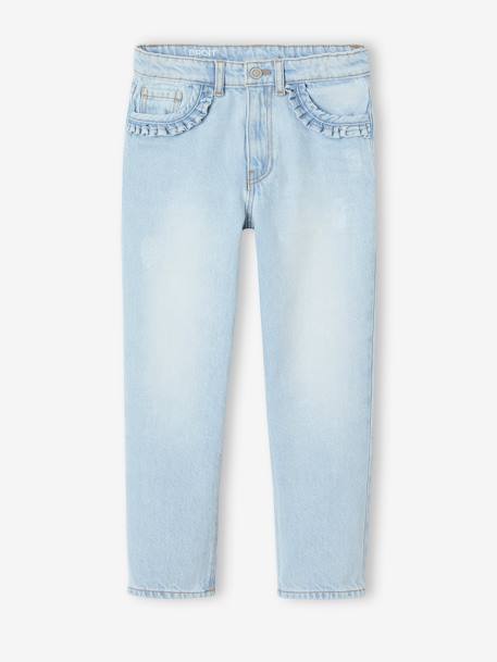 Jean fille droit MorphologiK tour de hanches large bleu foncé+denim bleached+stone - vertbaudet enfant 