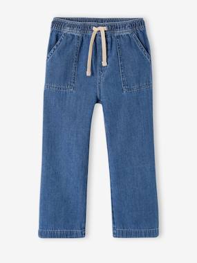 Loose-Fitting Straight Leg Jeans for Girls, Easy to Put On  - vertbaudet enfant