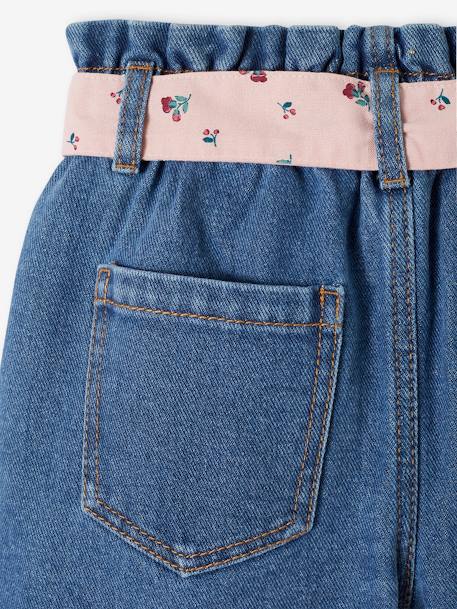Denim Paperbag Bermuda Shorts for Girls stone - vertbaudet enfant 