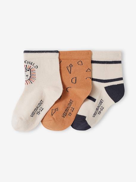 Pack of 3 Pairs of Socks for Baby Boys sandy beige - vertbaudet enfant 
