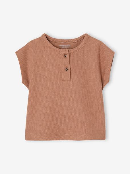 Combo: Grandad-Style T-Shirt + Shorts for Babies mocha - vertbaudet enfant 
