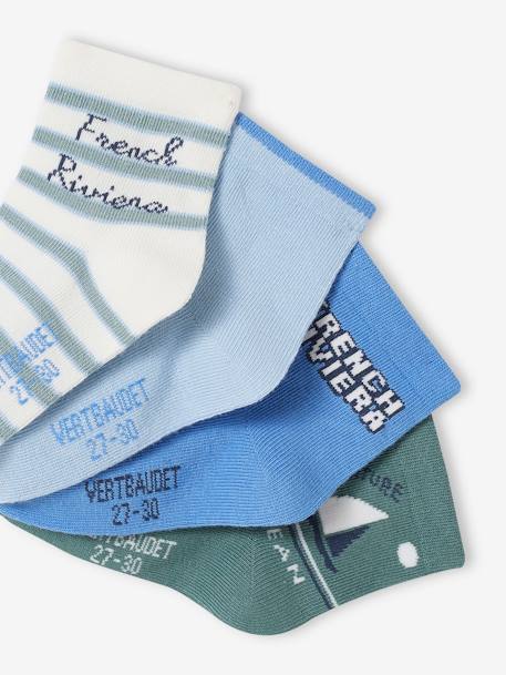 Pack of 4 Pairs of Socks for Boys sky blue - vertbaudet enfant 