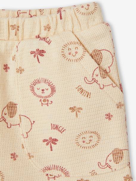 Combo: Grandad-Style T-Shirt + Shorts for Babies mocha - vertbaudet enfant 