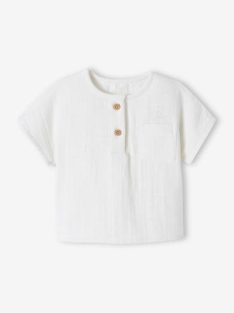 Blouse tunisienne en gaze de coton naissance personnalisable écru - vertbaudet enfant 