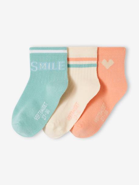 Pack of 3 Pairs of Sports Socks for Girls ecru - vertbaudet enfant 