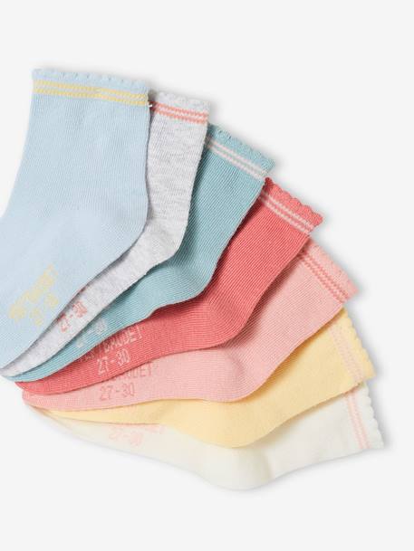 Pack of 7 Pairs of Socks for Girls apricot+rose - vertbaudet enfant 