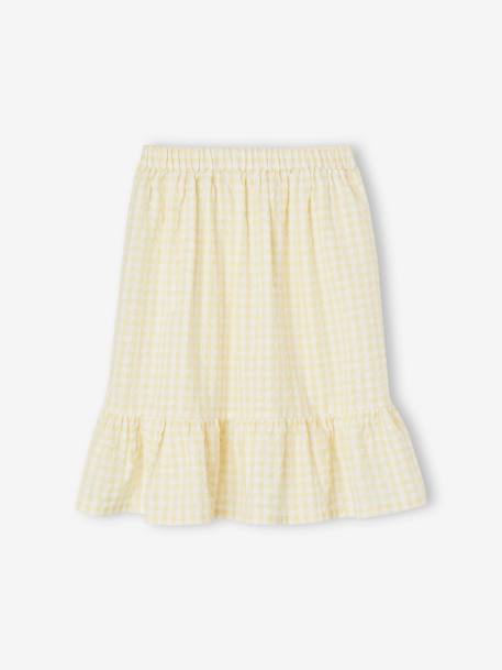 Gingham Skirt with Ruffle for Girls pale yellow - vertbaudet enfant 