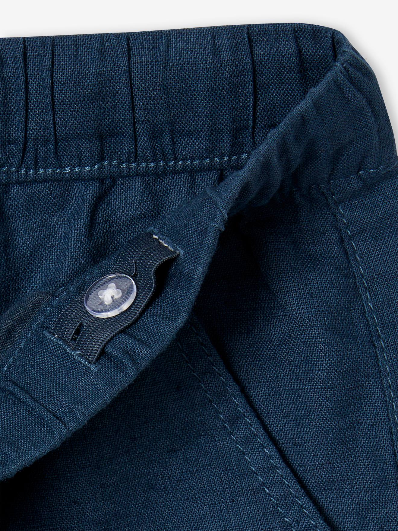 Lightweight Trousers in Cotton/Linen, for Boys - night blue, Boys