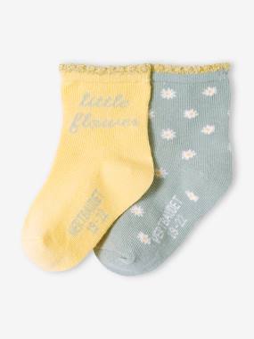 Pack of 2 Pairs of Floral Socks for Baby Girls  - vertbaudet enfant