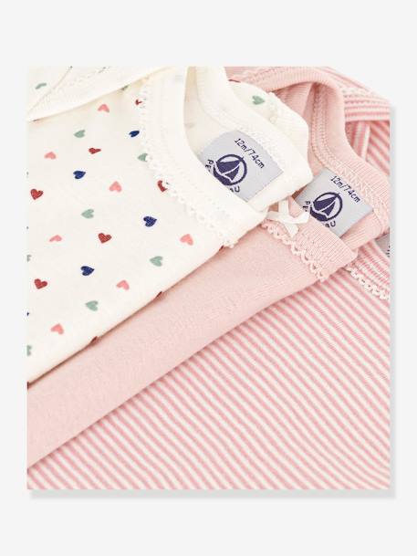 Pack of 3 Short Sleeve Bodysuits with Mini Hearts, by PETIT BATEAU old rose - vertbaudet enfant 