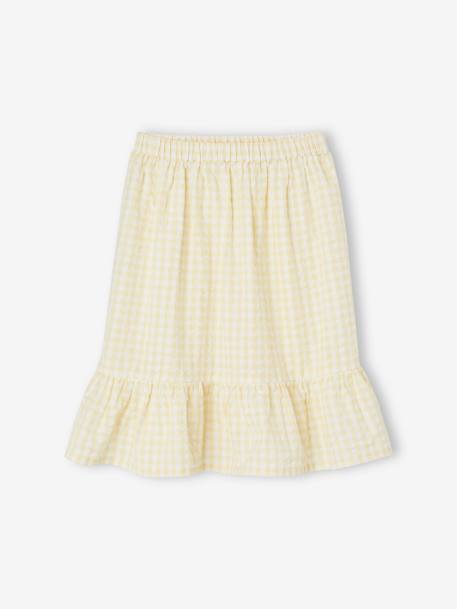 Jupe à volant vichy fille jaune pâle - vertbaudet enfant 