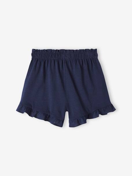 Shorts with Ruffles for Girls blue+ecru+navy blue - vertbaudet enfant 