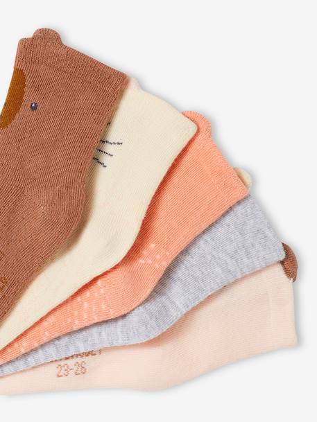 Lot de 5 paires de chaussettes 'animaux' bébé rose - vertbaudet enfant 