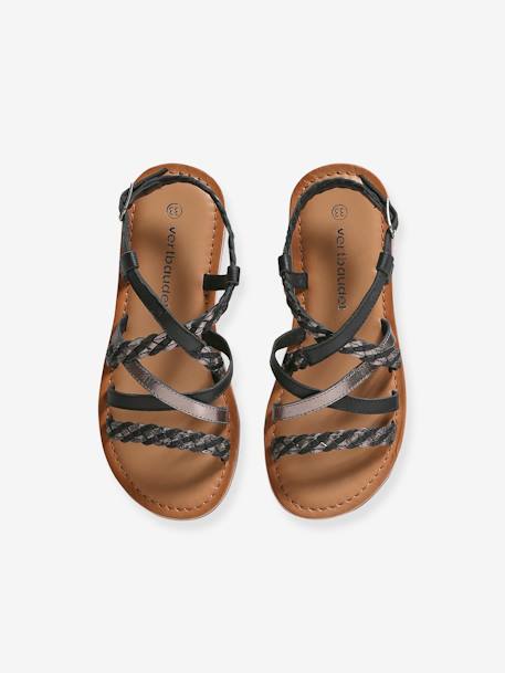 Sandales brides croisées cuir junior lot noir - vertbaudet enfant 