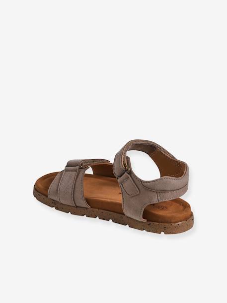 Hook-&-Loop Leather Sandals for Children navy blue+sandy beige - vertbaudet enfant 