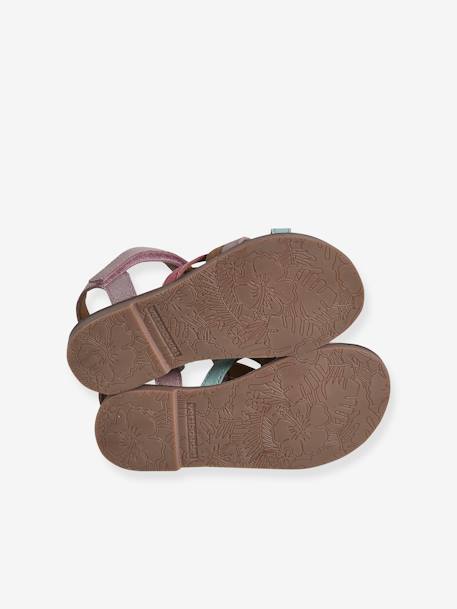 Hook-&-Loop Leather Sandals for Children multicoloured - vertbaudet enfant 