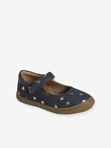 Leather Ballerina Pumps for Children, Designed for Autonomy printed blue - vertbaudet enfant 