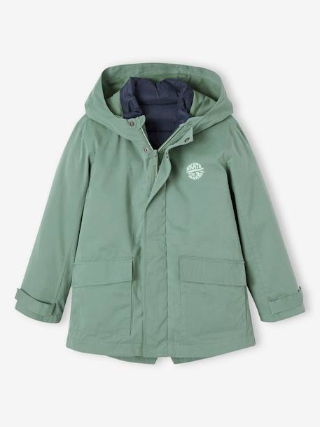 3-in-1 Parka with Detachable Bodywarmer, Midseason, for Boys navy blue+sage green - vertbaudet enfant 