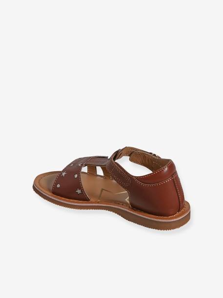 Hook-and-Loop Leather Sandals for Children, Designed for Autonomy brown - vertbaudet enfant 