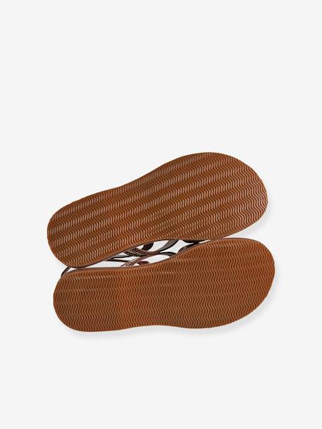 Sandales brides croisées cuir junior marron imprimé - vertbaudet enfant 