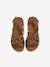 Sandales brides croisées cuir junior marron imprimé - vertbaudet enfant 