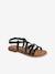 Crossed Leather Strap Sandals, Back to School Collection set black - vertbaudet enfant 