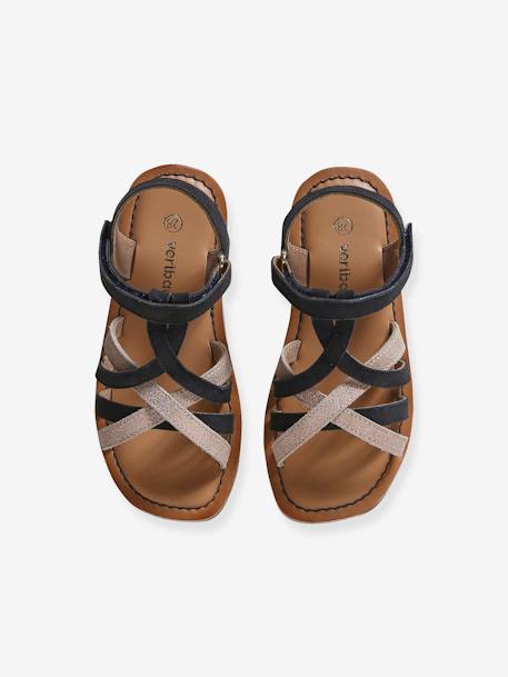 Leather Sandals with Hook-&-Loop Fastening for Toddlers set blue+white - vertbaudet enfant 
