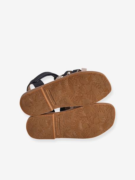 Hook-and-Loop Leather Sandals for Children set blue - vertbaudet enfant 