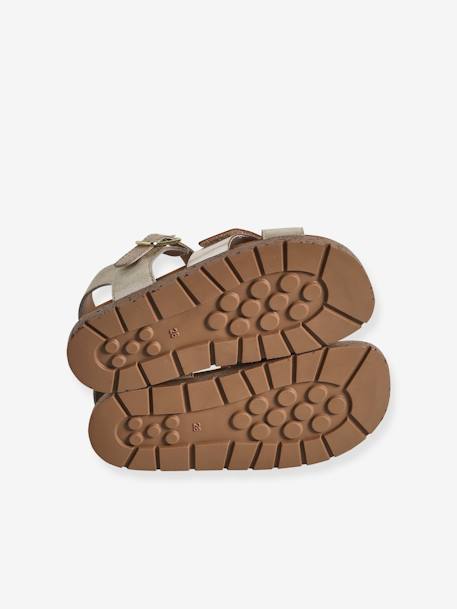 Pair of Open Leather Sandals for Children, Designed for Autonomy gold - vertbaudet enfant 