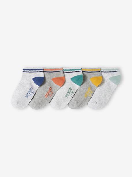 Pack of 5 Pairs of BASICS Quarter Socks for Boys marl grey - vertbaudet enfant 