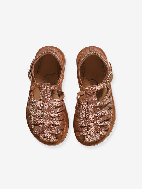 Sandales fermées cuir enfant collection maternelle ocre - vertbaudet enfant 