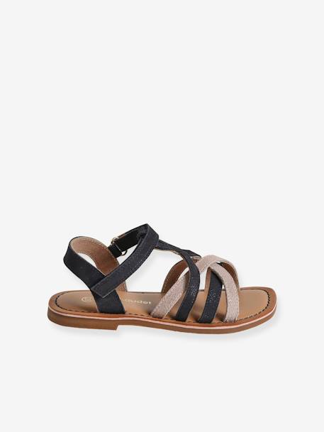Leather Sandals with Hook-&-Loop Fastening for Toddlers set blue+white - vertbaudet enfant 