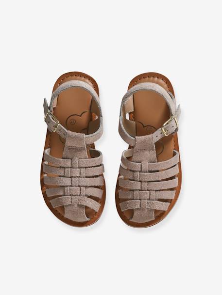 Leather Sandals for Children, Designed for Autonomy gold - vertbaudet enfant 