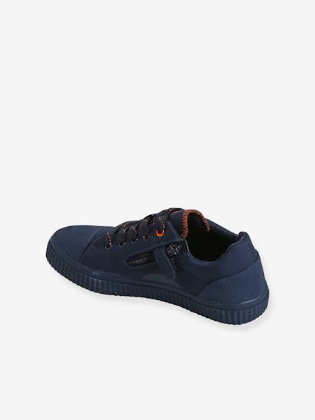 Fabric Trainers with Laces & Zip, for Children navy blue - vertbaudet enfant 
