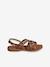 Sandales brides croisées cuir junior marron imprimé - vertbaudet enfant 