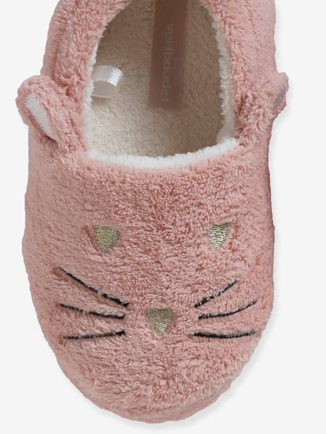 Plush Cat Slippers for Children rose - vertbaudet enfant 