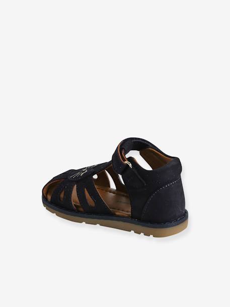 Sandales bébé cuir à scratchs fermées acajou+marine+or+rose - vertbaudet enfant 