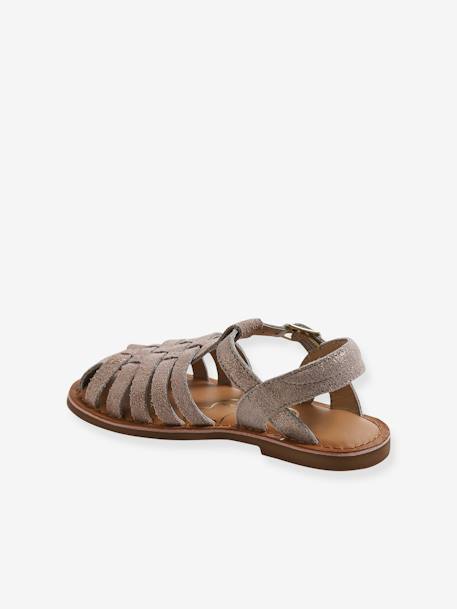Sandales enfant cuir fisherman argent+or - vertbaudet enfant 
