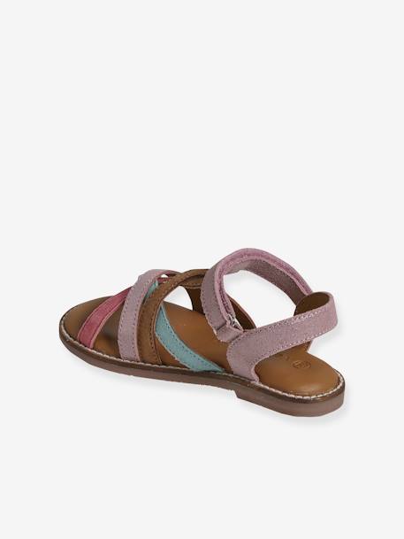 Hook-&-Loop Leather Sandals for Children multicoloured - vertbaudet enfant 