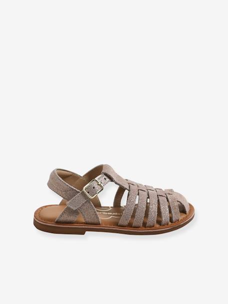 Sandales enfant cuir fisherman argent+or - vertbaudet enfant 