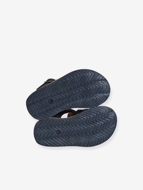 Sandales bébé cuir fermées à boucle marine+marron - vertbaudet enfant 